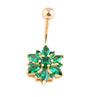 Lady Rhinestone Inlaid Flower Belly Button Navel Ring Body Piercing Jewelry Gift