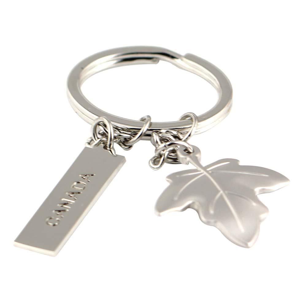 Unisex CANADA Letter Carved Maple Leaf Pendant Keychain Key RinHolder