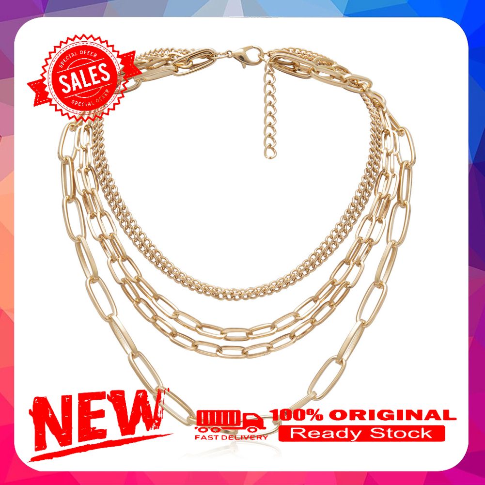 Punk Women Multilayer Clavicle Chain Necklace Wedding Party Jewelry Xmas Gift