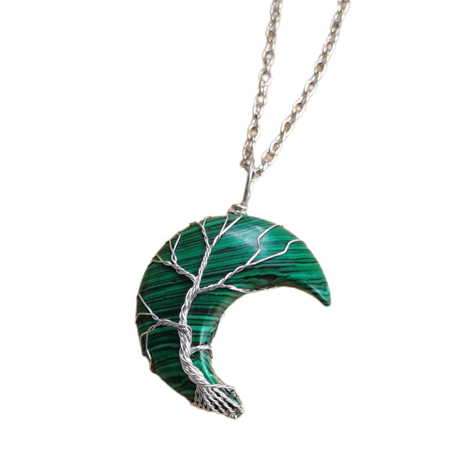 Women Necklace Moon Shape Crescent Faux Crystal Chain Choker Necklace Anti Rust Jewelry for Gift