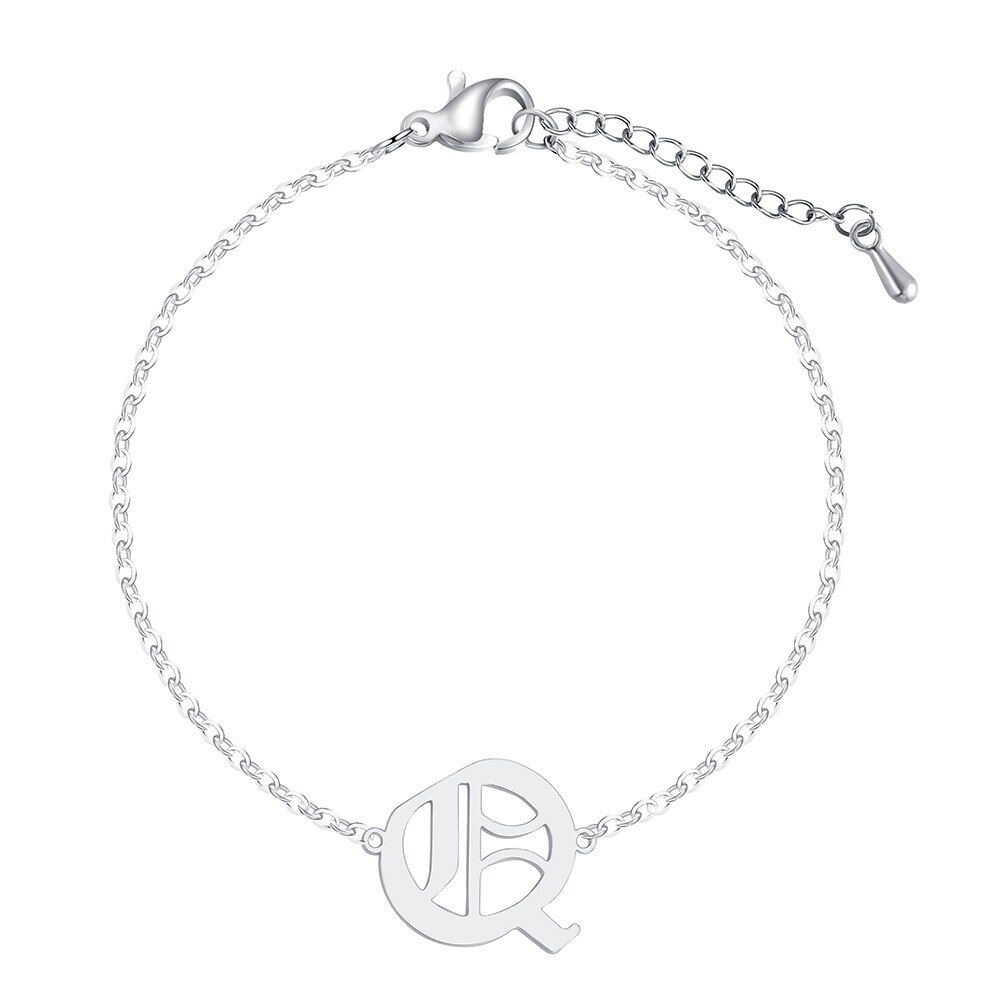 Todorova Simple Capital Initial Alphabet Bracelet Old English Letter Charm Bracelet Gifts for Men Jewelry