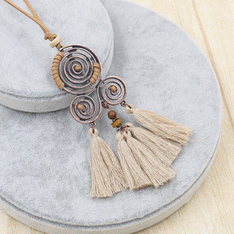 Fashion Bohemia Long Fringe Tassel Necklaces For Women Femme Glass Beads Crystal Pendant Choker Statement Collar Jewelry 2020