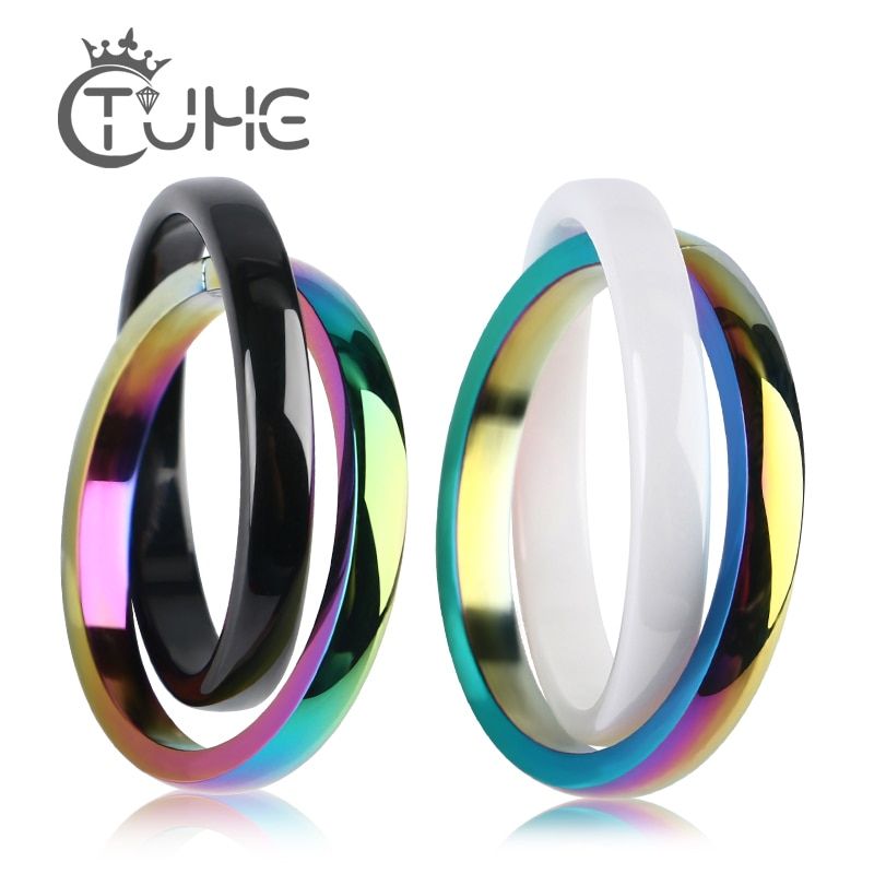 2019 Colorful Cross Rings Women Fashion Jewelry Two In One Ring Wholesale Fashion Stainless Steel Ring for Women Engagement Gift