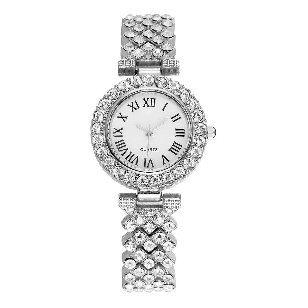 Women Rhinestone Roma Dial Watches Casual Ladies Diamond Bracelet Wrist Watches Set Relogio Feminino