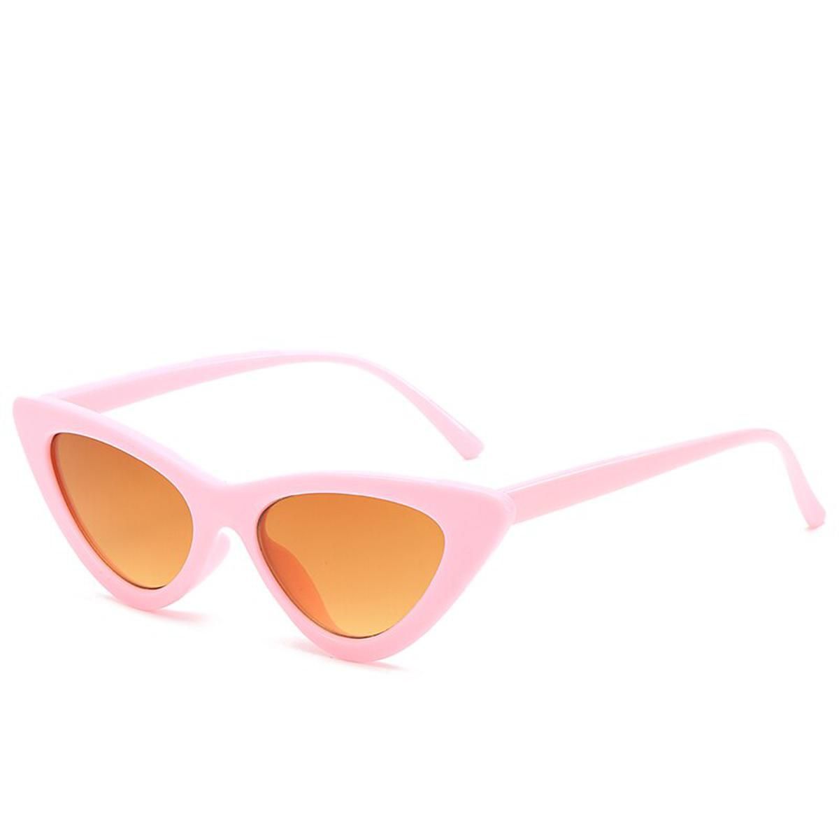 pink tea As PictureSmall Cat Eye Sunglasses Women Tinted Color Fashion Sunglasses Brand Woman Transparent Frame Red Blue Yellow Glasses Oculos Cute