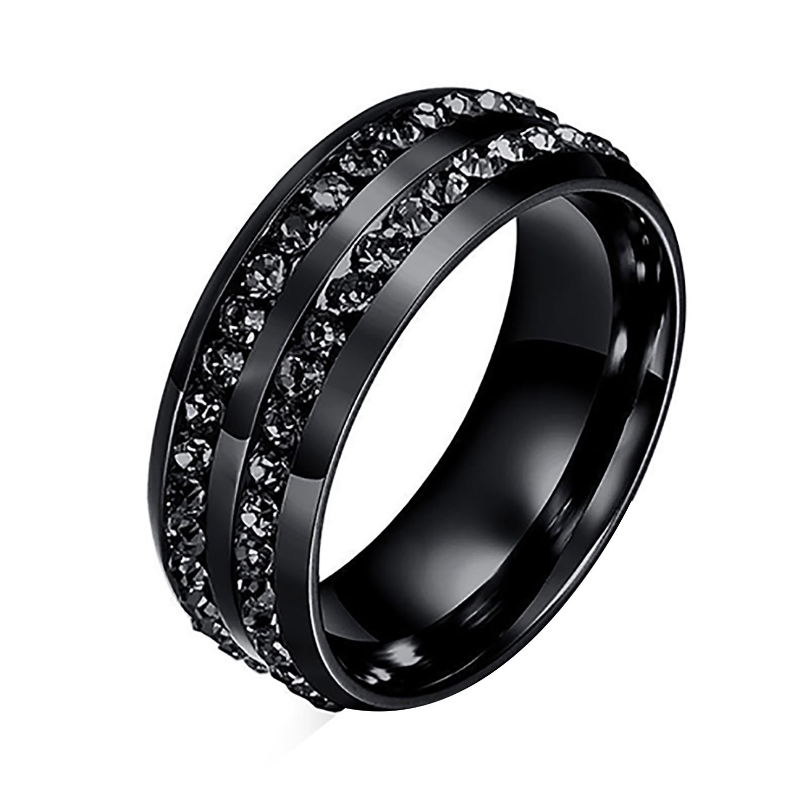 Band Ring Rhinestone Decor Jewelry Gift Stainless Steel Men and Women Band Finger Ring for Party