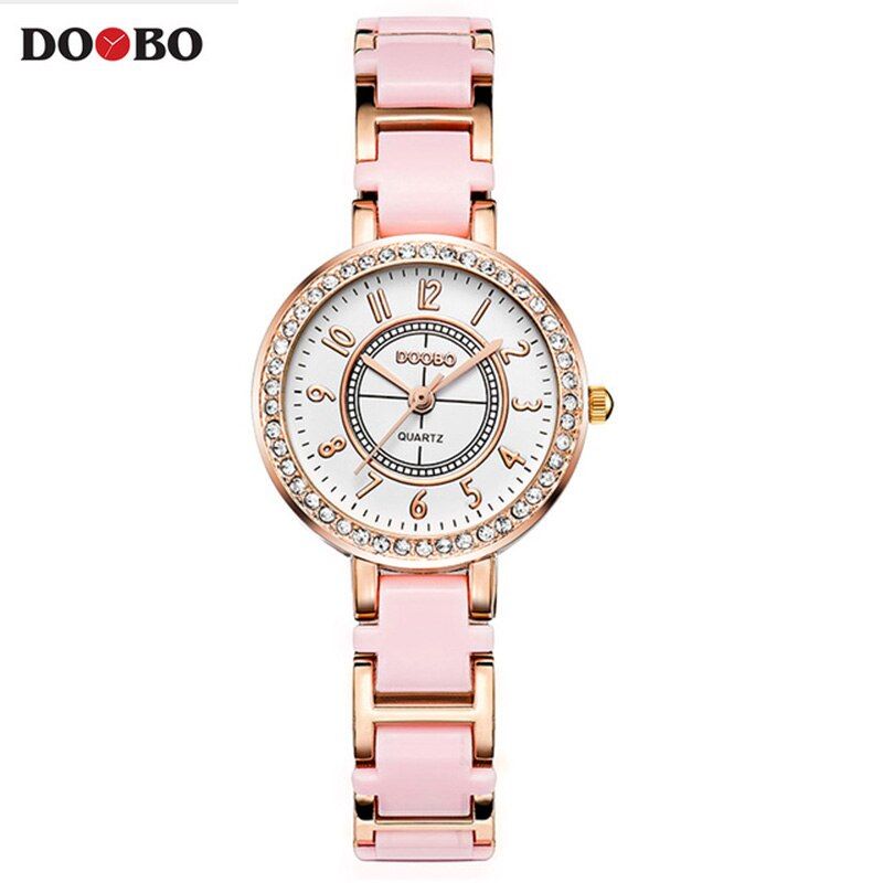 DOOBO Brand Women Watches  Imitated Ceramic Ladies Luxury Black Bracelet Watches Fine Steel Vogue Female Quartz WristWatch