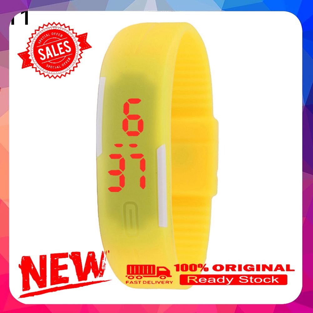 Men Women Fashion Silicone Red LED Sports Bracelet Touch Digital Wrist Watch
