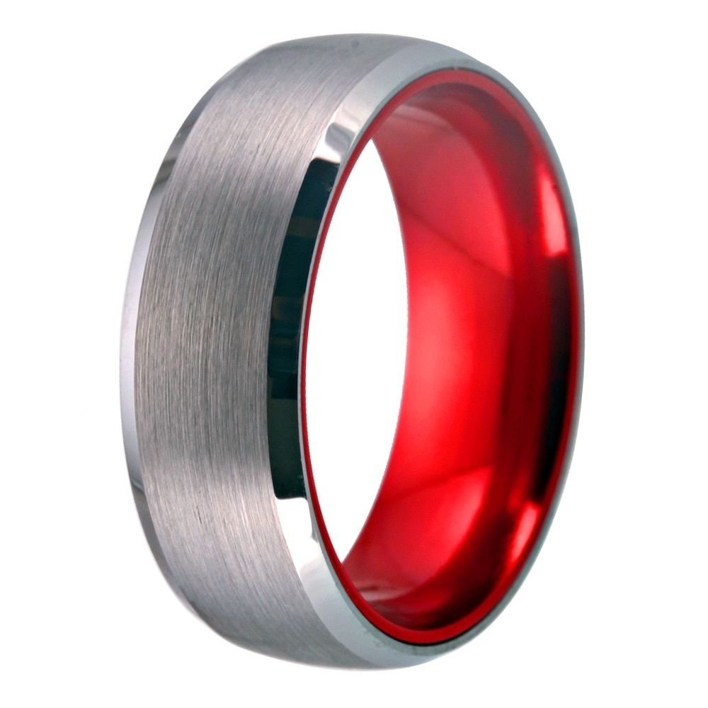 Classic Men's wedding & Engagement Jewelry Red Plated Ring for Women 8mm Tungsten Ring Matte Finished Wedding Anniversary Rings
