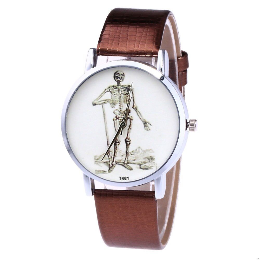 Fashion Children Quartz Watch Boy Blue Leather Strap Halloween Skull Pattern Alloy Dial Kids Watches Mens Gift Women Clocks Girl