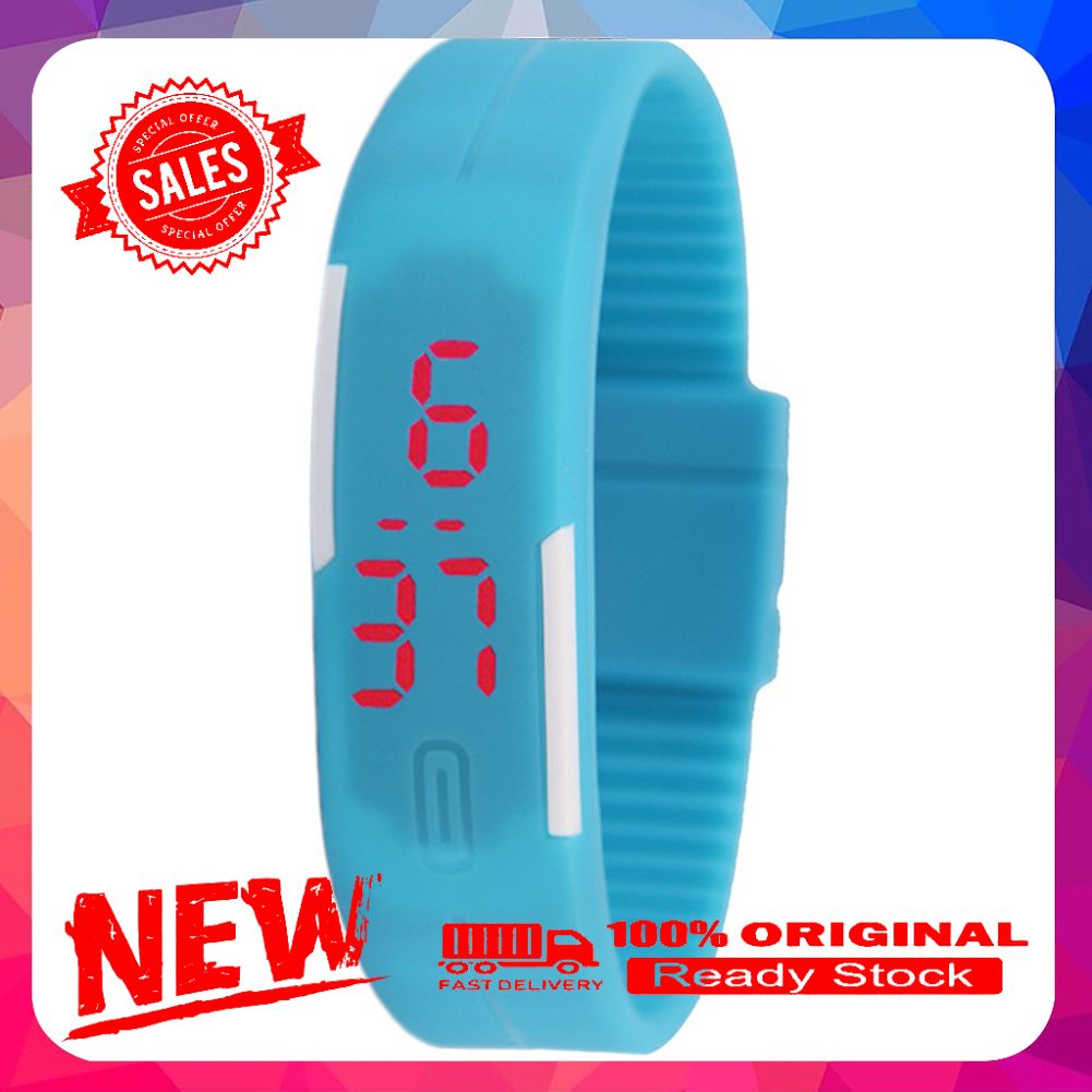 Sports Thin Strap LED Time Date Display Children Kids Digital Wrist Watch Gift
