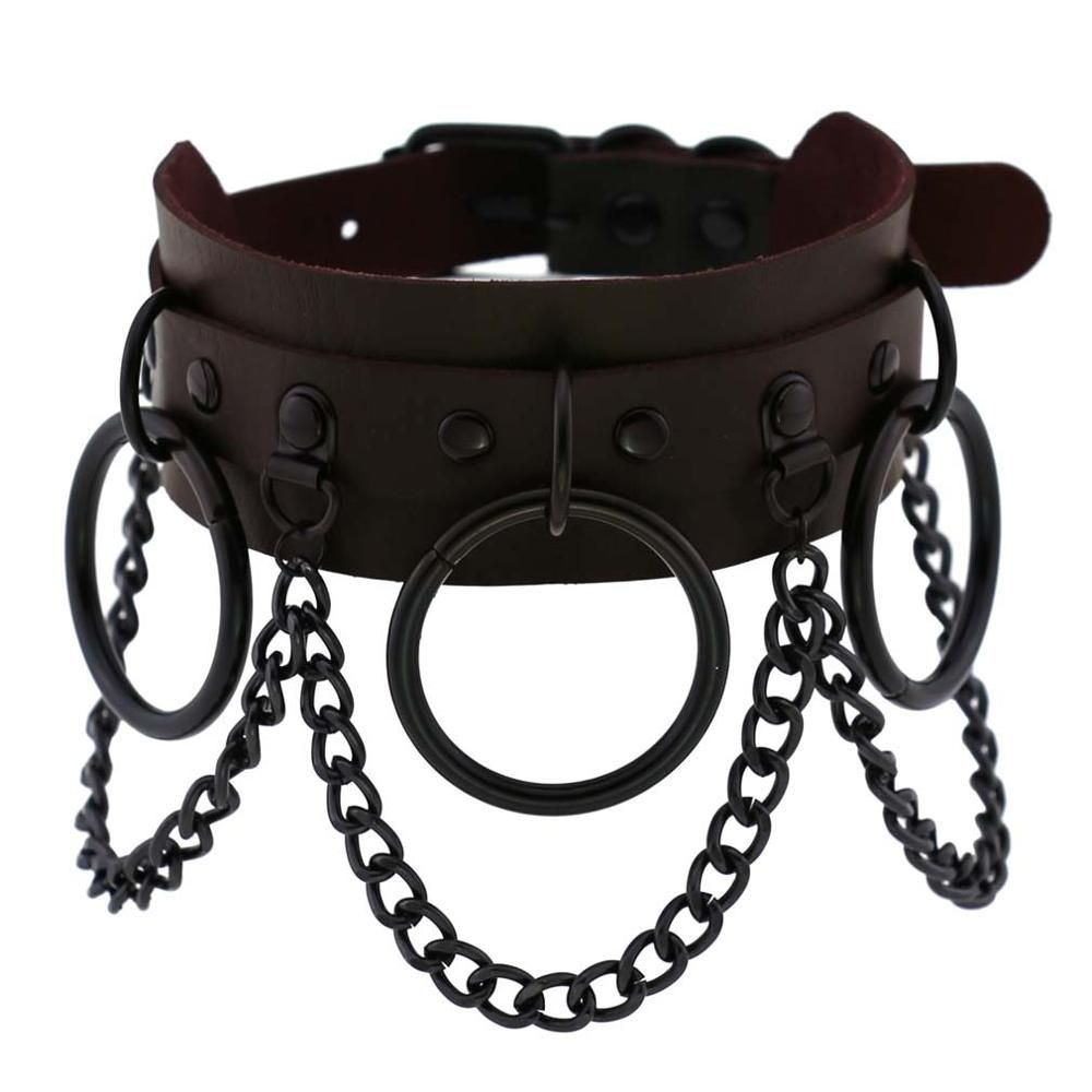 Black Gothic Punk Choker Goth Chain Collar Dark Fashion Leather Chocker Harajuku Rock Necklace Witch Grunge Festival