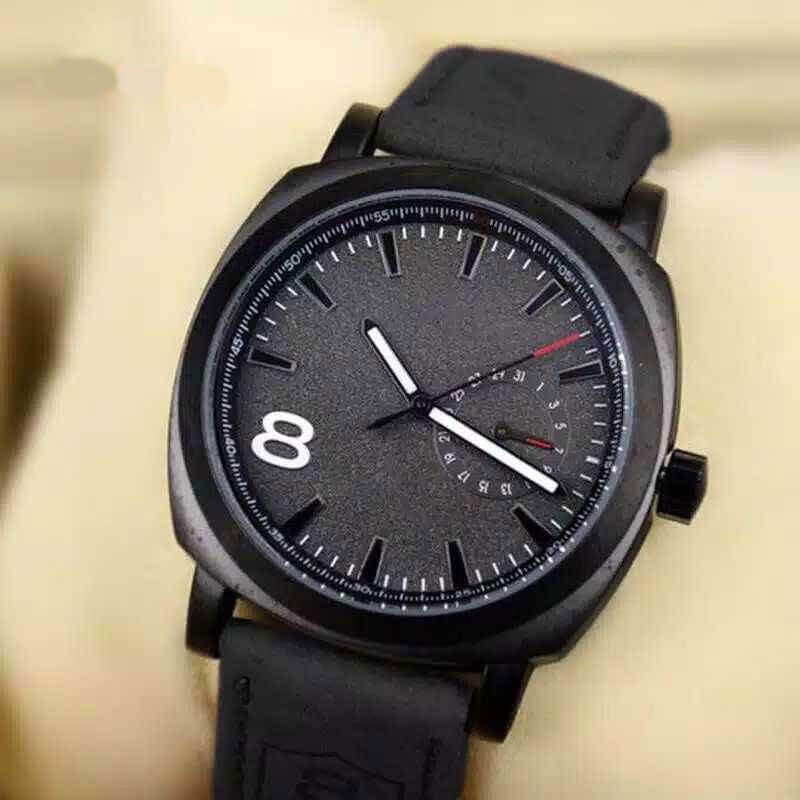 HGFD DGS CN8 New PU Leather Wrist Watch For Men Full Black
