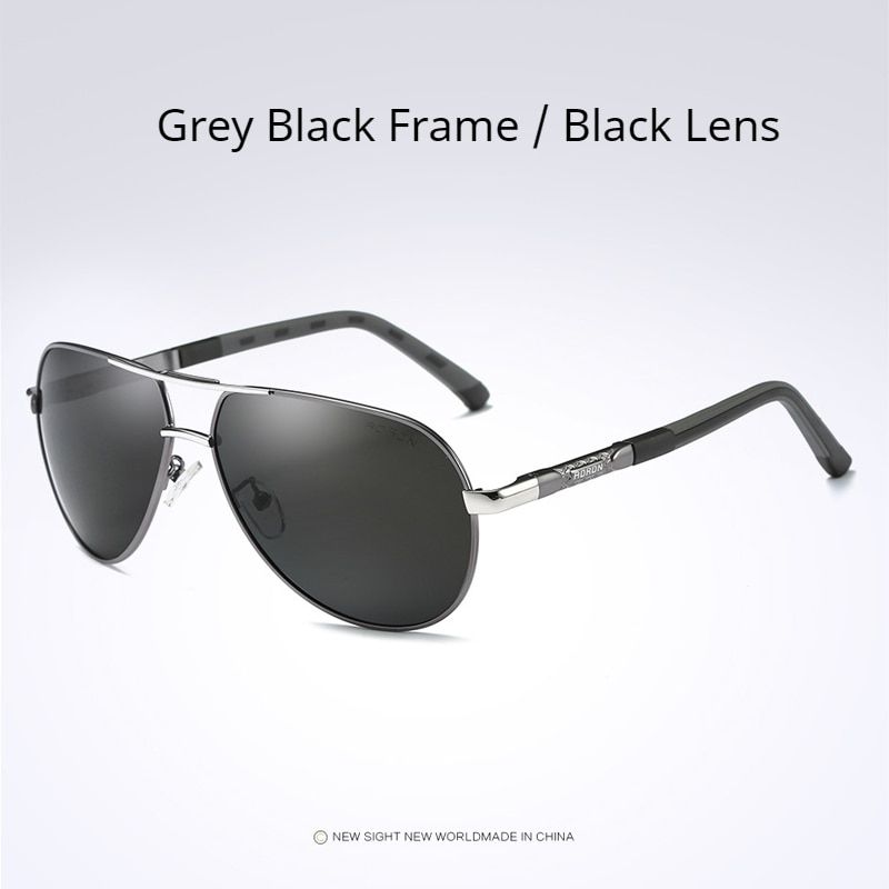 AORON Mens Polarized Sunglasses Classic Pilot Sun Glasses Anti-Reflective Coating Lens Alloy Frame Driving Sunglasses Men-Grey Black- Black-Zipper Glasses Case