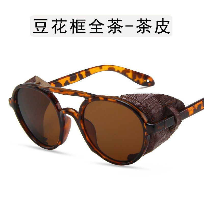 full tea tea skinGD00052021 round frame double beam steampunk sunglasses windproof large frame sunglasses European and American trend sunglasses