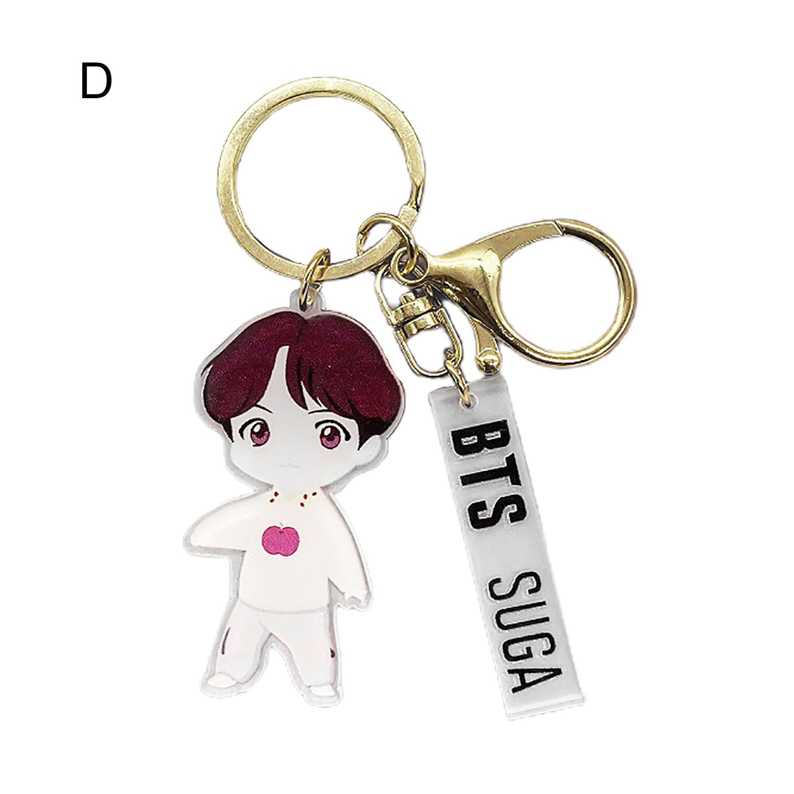 BTS Cartoon Figure Design Pendant Keychain Key Ring Holder Charm Bag Decoration