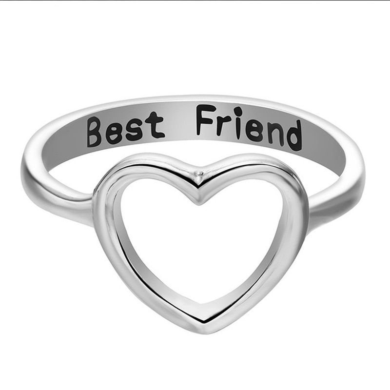 1pc Heart Anniversary Ring Fashion Friendship Ring Jewelry Gift Golden Hollow out women's Ring Best Friend Promise Girl Rings(null)