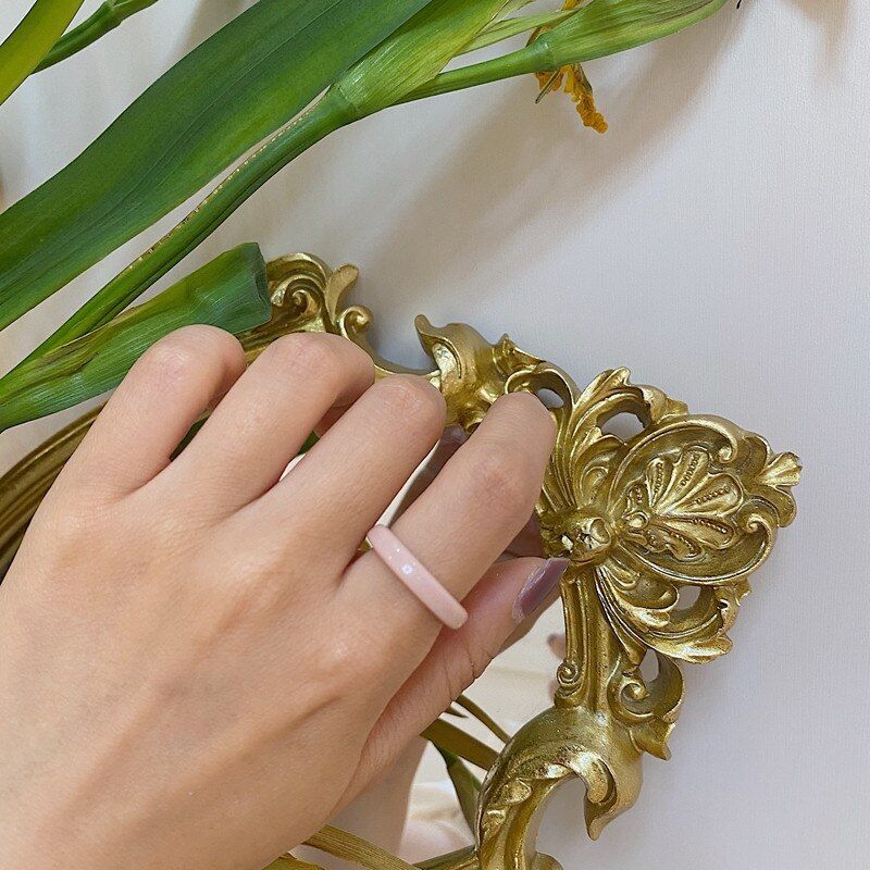 HUANZHI 2020 New Korea Chic Transparent Colorful Minimalist Acrylic Resin Thin Ring for Women Girls Jewelry Party Gifts