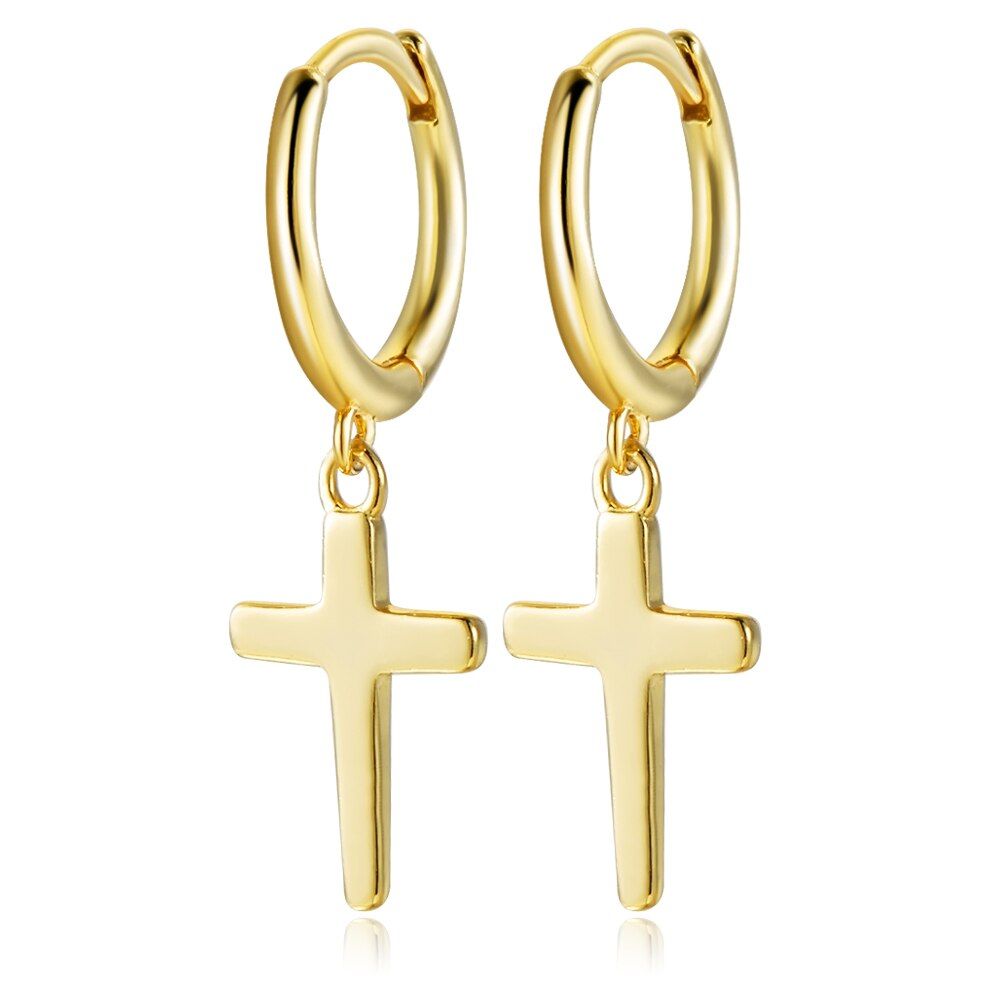 925 Sterling Silver Earrings Cross Drop Earrings for Women Gold Silver Color Dangle Earrings Wedding Jewelry Gift
