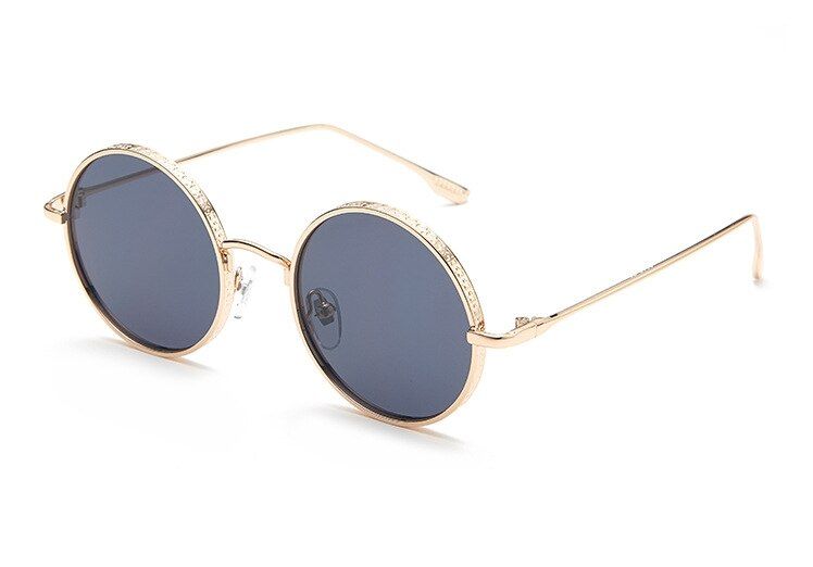 C1gold-black49085 Steam Punk Round Sunglasses Stars Men Women Fashion Shades UV400 Vintage Glasses