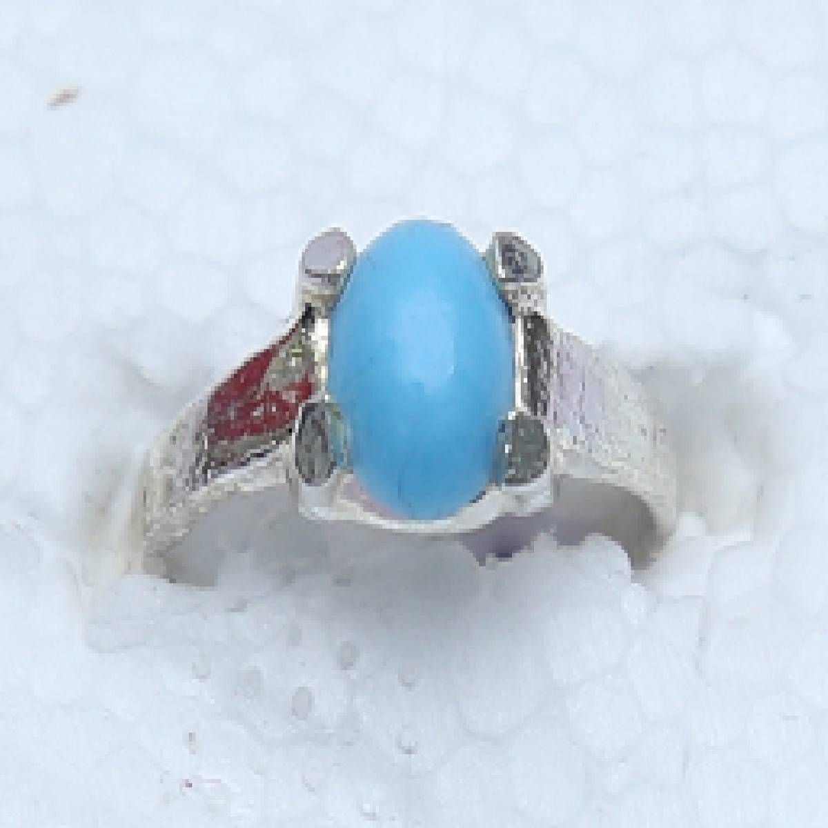 Baby Finger Ring Blue Color Mukta Stone Silver For Children & Baby -1 pcs