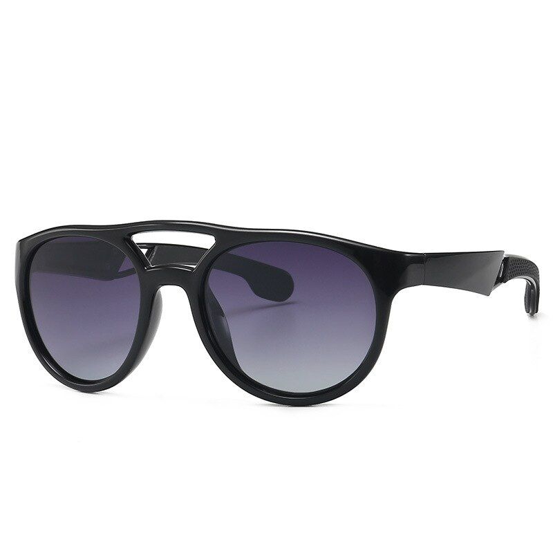 C1 black gray46182 Plastic Titanium Polarized Retro Round Sunglasses Men Women Fashion UV400