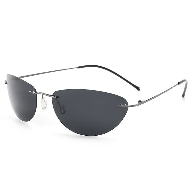 C2 GunBlack-NeoNO CASEHBK 2021 Ultralight Rimless titanium Men Driving Sun Glasses The Matrix Neo Style Polarized Sunglasses Oculos De Sol