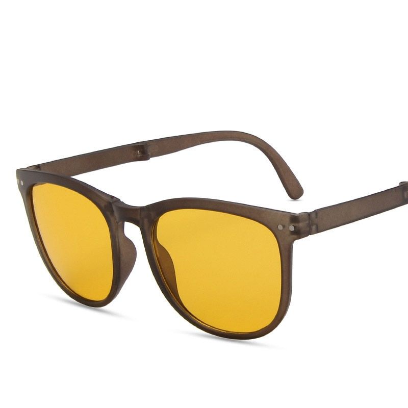 LeonLion New Folding Sunglasses Men 2021 Vintage Eyewear for Women/Men Luxury larized Glasses Men Designer Lentes De Sol Mujer-GrayYellow-larized