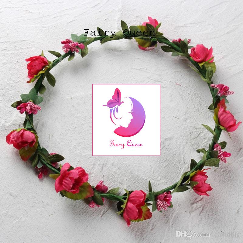 Artificial red color flower hair crown for girls and women - 1 pcs