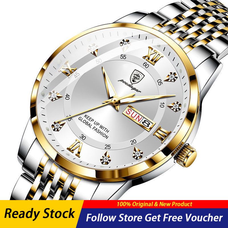 2022 POEDAGAR New Men's Watches Luxury Brand Waterproof Luminous Calendar Steel Band Wrist Watches Fashion Korean Quartz Watches