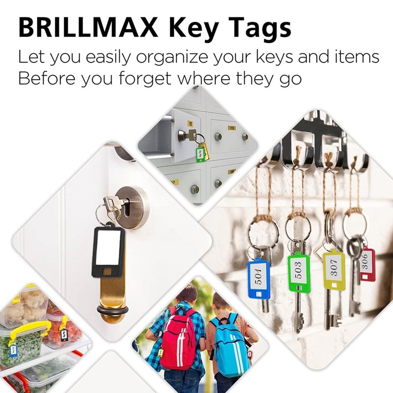 100 Pieces Tough Plastic Key Tags Oval Shaped Label Tag with Window and Split Ring,Blank Labeling Tags 5 Colors
