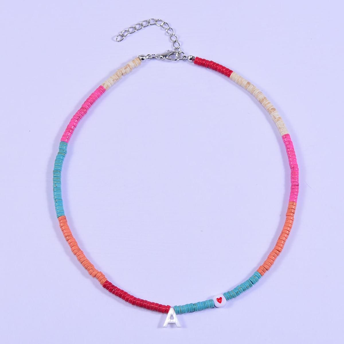 Fashion Heart Shell Letter Necklace for Women Handmade Colorful Custom Name Chain on the Neck Pendants Jewelry Choker Femme