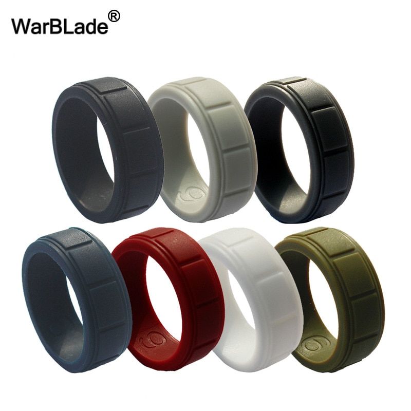 FDA Food Grade Silicone Ring Men Outdoor Sport Hypoallergenic Crossfit Flexible  Rubber Finger Rings For Men Wedding Rings