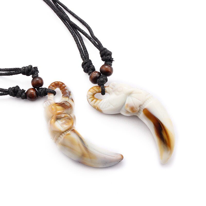 1pcs charms elephant eagle owl turtle skull whale tooth heart dog pendant wax cord resin necklace jewelry adjustable