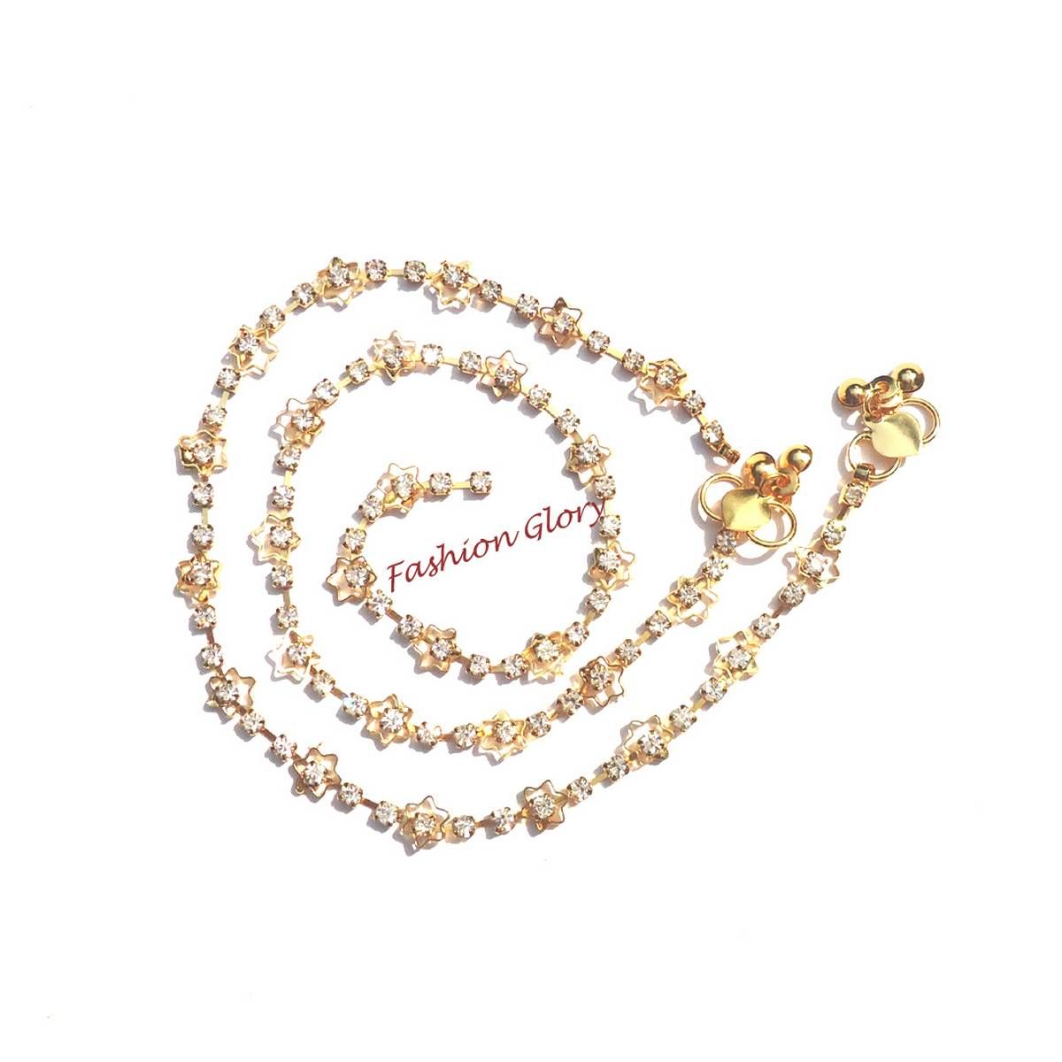 Beautiful & Stylish Star Shape Stone Anklet (Payel) ( Nupur ) for Women and Girls--2 pcs.
