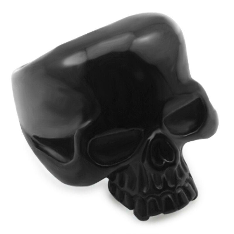 Moorvan Drop ship Cool Stainless Steel Rings For Men Trendy Smooth Polishing Big Tripple Skull Ring Punk Biker Jewelry VR312