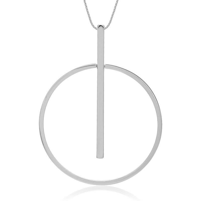 Simple Big Round Pendant Necklace Female Silver Plated Sweater Chain Long Necklaces For Women Boho Jewelry Accessories Gift 2020