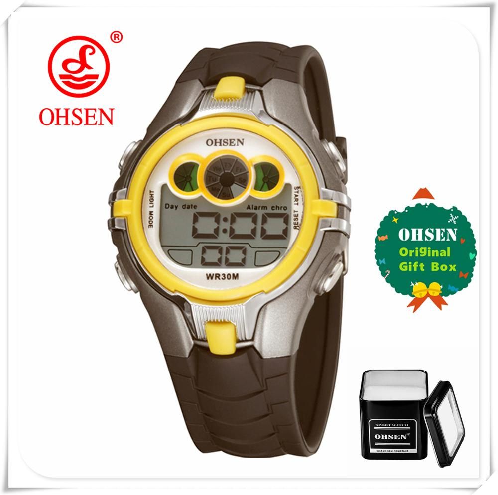 OHSEN fashion men sports watches waterproof kids outdoor relógio resin fashion digital watch rainbow LED wristwatch reloj hombre