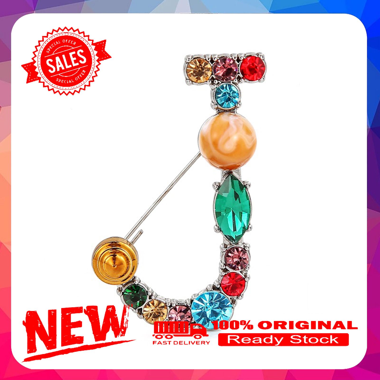 Brooch Exquisite Beautiful Colorful Letter Brooch Pin for Banquet