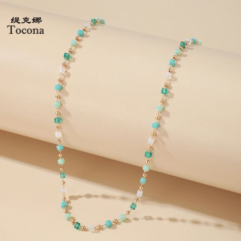 Tocona Bohemian Colorful Bead Chain Choker Necklace / Charm Handmade Party Jewelry