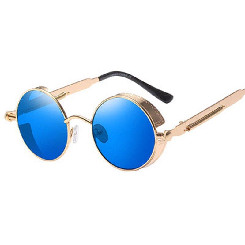 C5JASPEER Metal Round Steampunk Sunglasses Men Women Glasses Brand Designer Retro Frame Vintage Sunglasses High Quality UV400