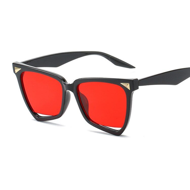 Black RedOversized Cat Eye Sunglasses Women Designer Brand Big One Lens Black Square Sun Glasses Female Uv400 Transparent Frame