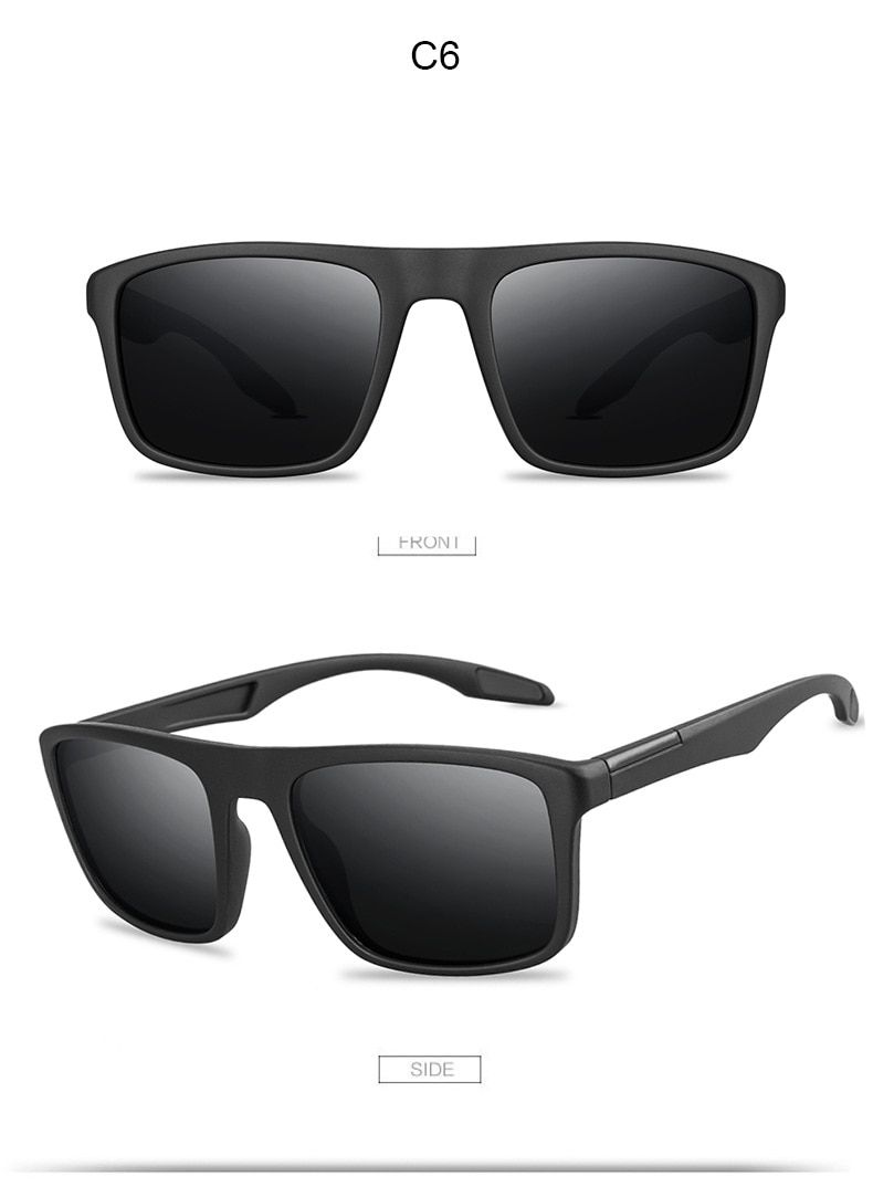 Fashion Men's Driving larized Sunglasses  Designer Women Sun Glasses Classic Vintage Male Eyewear UV400 Oculos De Sol-Matte Black