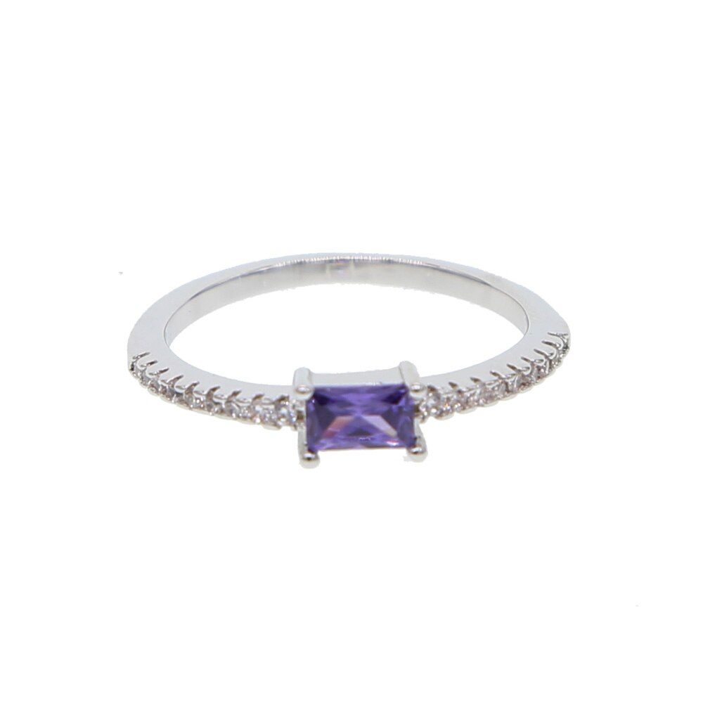 birthstone ring for girl women birthday gift AAA+ colorful cubic zirconia simple geometric engagement rings