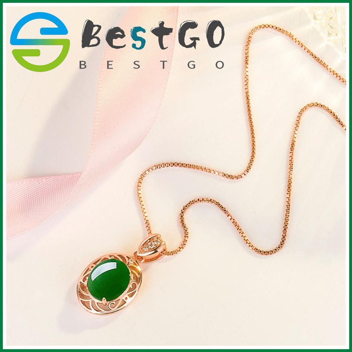 New Natural Natural Hetian Jade Green Jasper Chalcedony Pendant K Gold-Plated Famous Style Egg-Shaped Diamond Agate Pendant