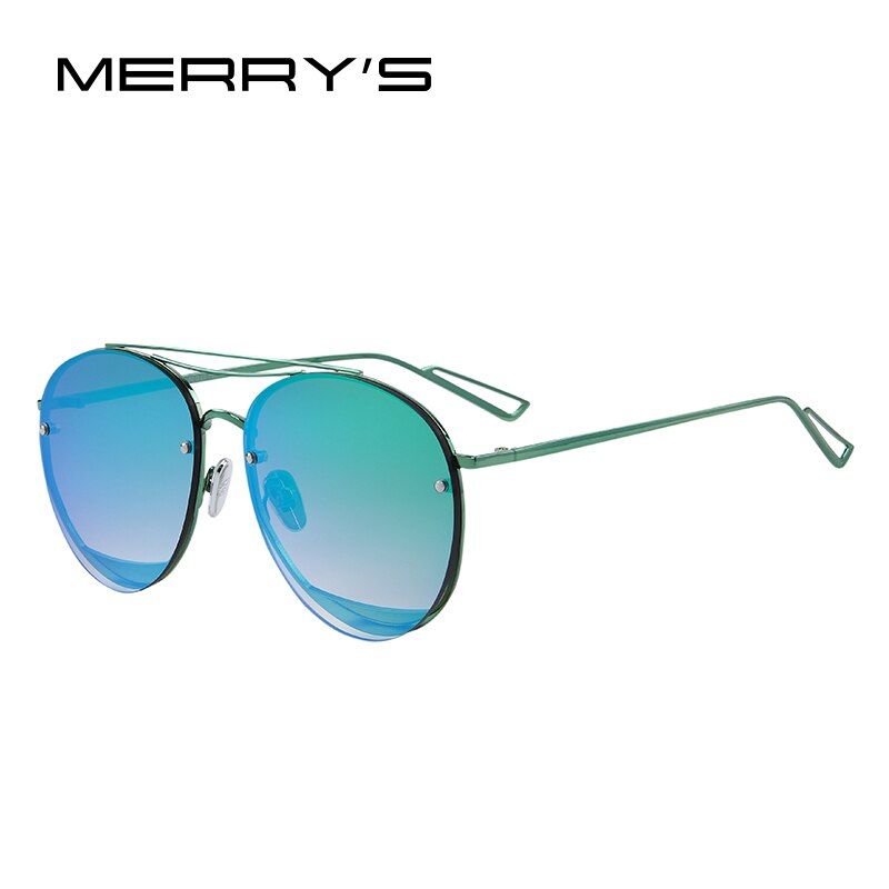 C04 GreenMERRYS Women Classic Brand Designer Rimless Sunglasses Twin Beam Metal Frame Sun Glasses S8096