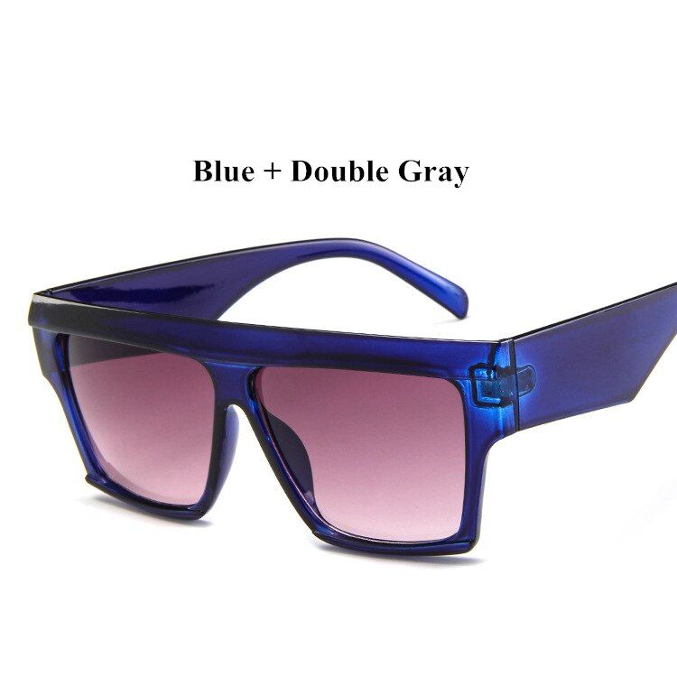 2Square Oversized Sunglasses Women Flat Top Clear Blue Pink Sun glasses Men Vintage Big Frame Square Eyewear UV400