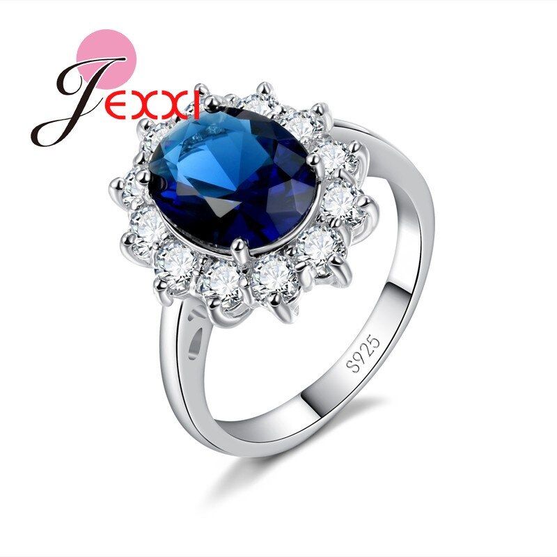 3 Colors Wedding Rings Full Shiny Clear Cubic Zirconia 925 Sterling Silver Fashion Ring Charm Christmas Birthday Gift