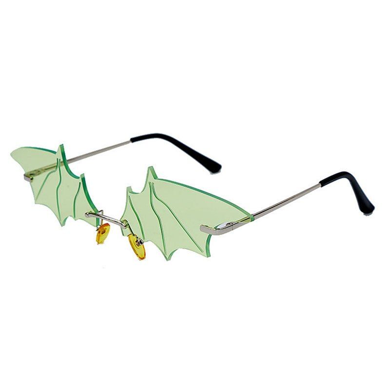Silver GreenSHAUNA Ins Popular Oversize Batman Sunglasses Women Fashion Rimless Bat Sun Glasses Men UV400