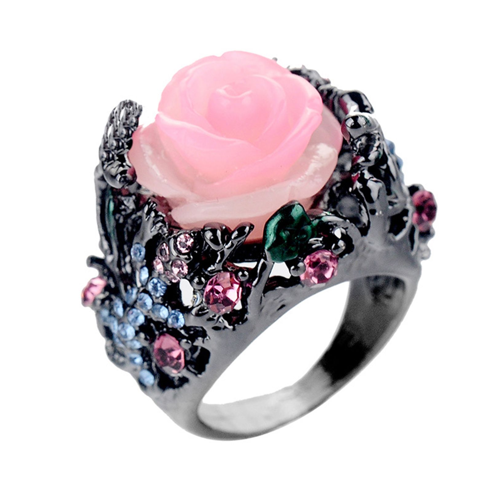 Decorative Ring Nice-looking Rhinestone Flower Design Women Ring Jewelry Accessories